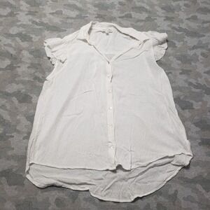 Jane‎ & Delancey Top Womens XL White Rayon Blend Short Sleeve Button-Up